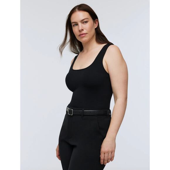 Madewell Wide Strap Tank Thong Bodysuit Black Stretch Cotton Blend Small NWT - Picture 4 of 13